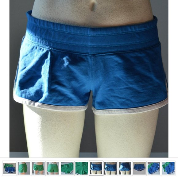 Running Shorts Hotpants Blue Green Lot of 2 100% Cotton Women sz M | Inseam 3" - Picture 6 of 9